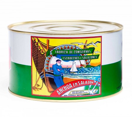 Salted anchovies in tin 5 kgs.