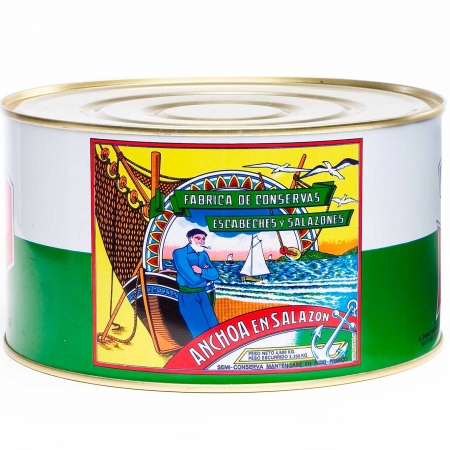Salted anchovies in tin 5 kgs.